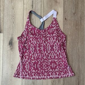 Nike Dri Fit Burgundy/Dark Pink and White Strappy Tank Top